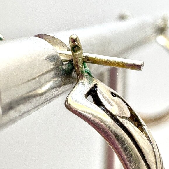 VTG Sterling Silver 925 Scroll Design Hoop Earrings Size 0.75" Diameter - Picture 6 of 11